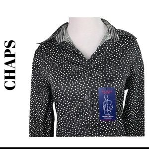 CHAPS - Size L - Black & White Polkadot Button Up